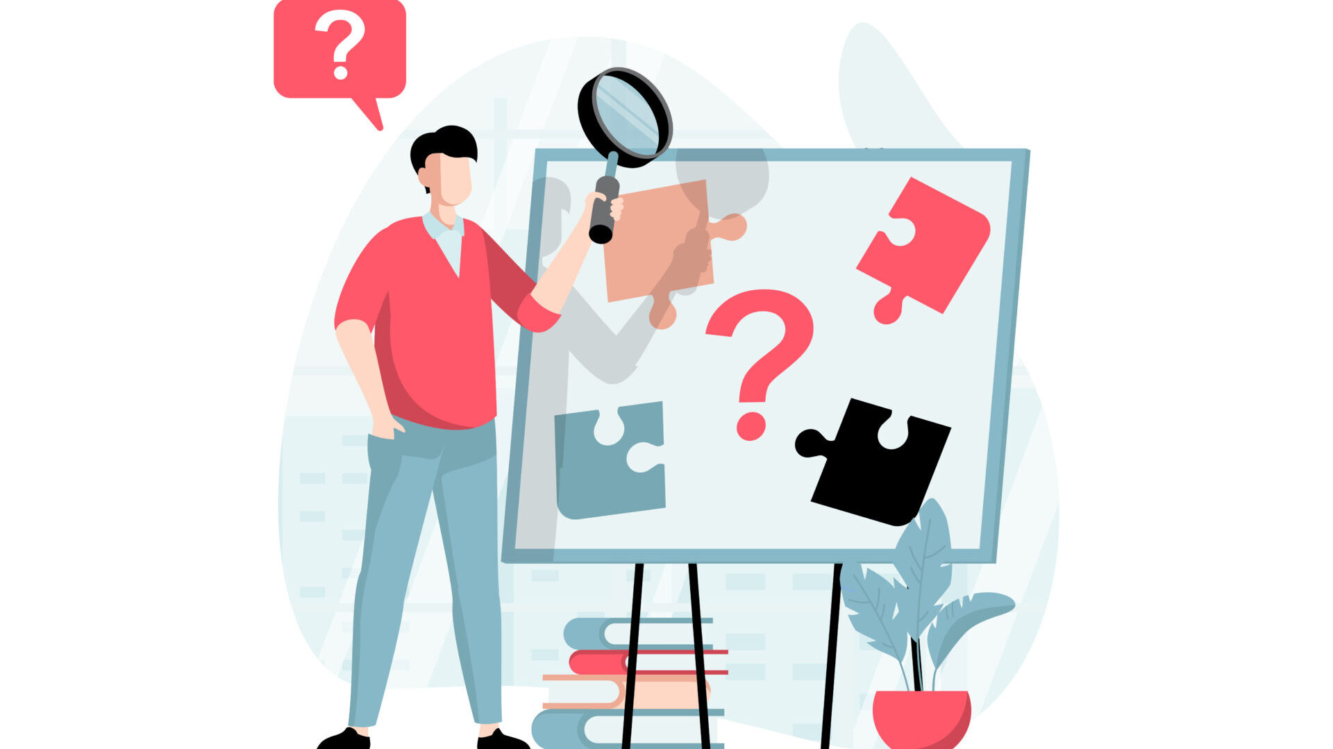 ボードを見ている男性のイラスト画像