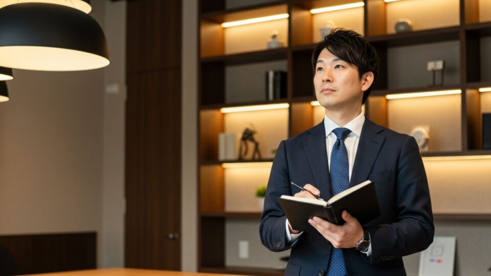 手帳を持っている男性の画像