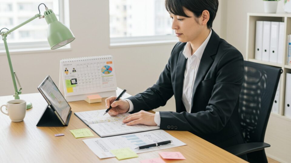ノートを書く女性の画像
