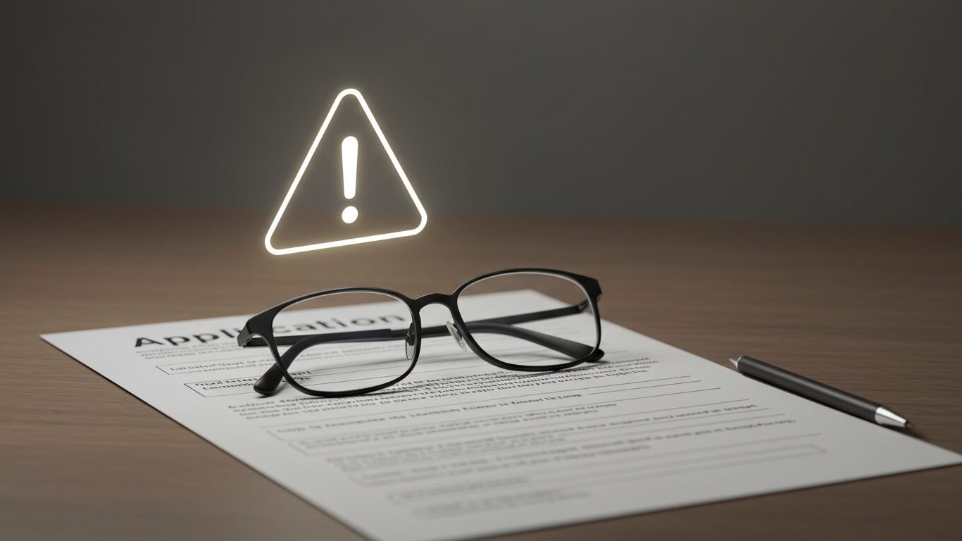 申請書と警告マーク、注意が必要な状況を表すイメージの画像
