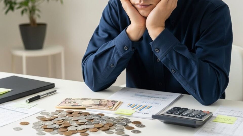 起業資金や収益に悩む男性の画像